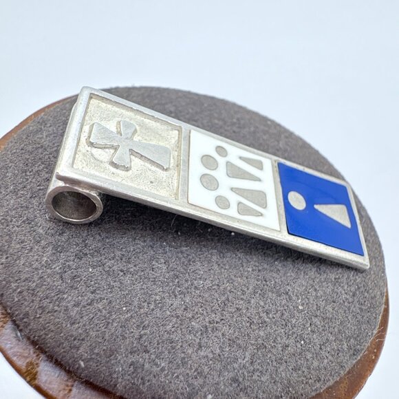 VTG Sterling Silver 925 Blue Enamel Cross Design Pendant Size 1.25" Length - Picture 2 of 9